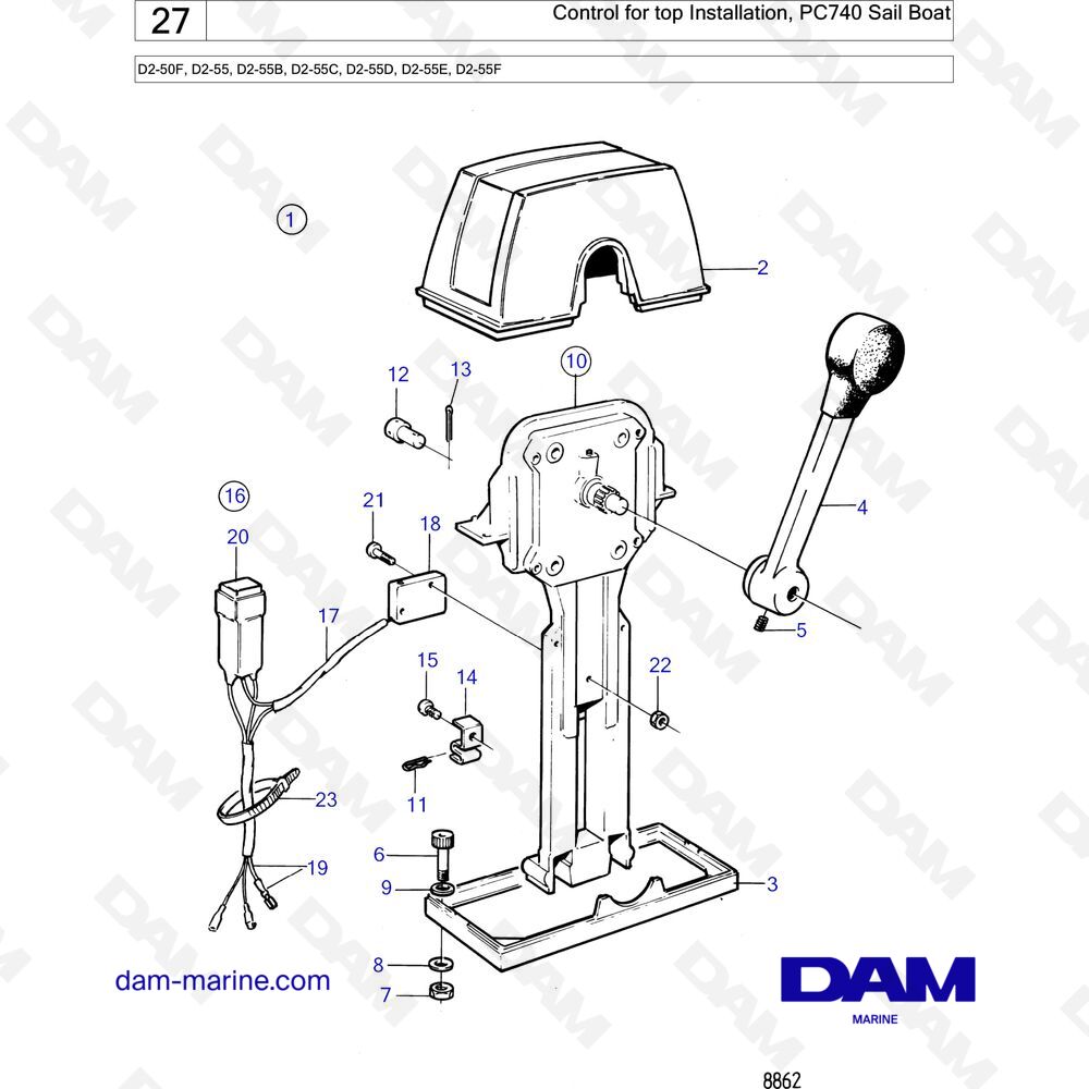 Spare parts and exploded views for Volvo Penta D255